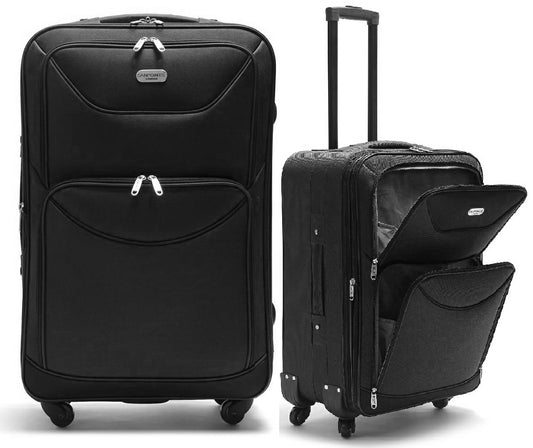 Set of 2 – Medium suitcase &amp; Carryon 4-Wheel Lightweight Suitcases - Black