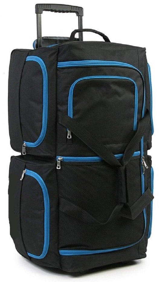 34" XL Wheeled Holdall Black With Blue Trimming