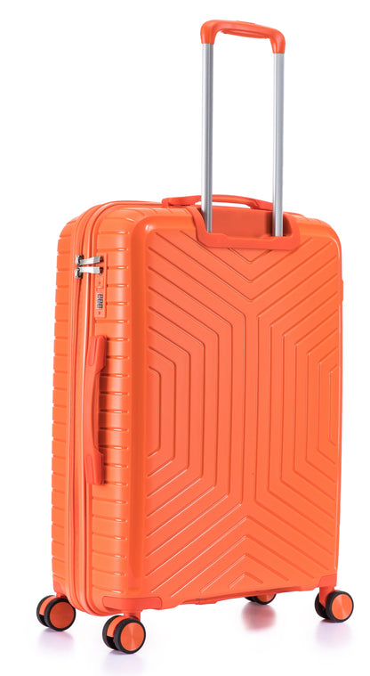 Suitcase Set – 3 Piece Lightweight Polypropylene Hard Shell Travel Luggage with 4 Wheels - PP20 Orange