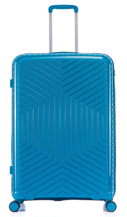 Suitcase Set – 3 Piece Lightweight Polypropylene Hard Shell Travel Luggage with 4 Wheels - PP20 - Blue