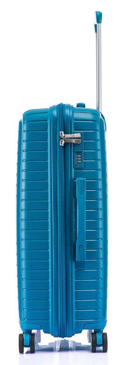 Suitcase Set – 3 Piece Lightweight Polypropylene Hard Shell Travel Luggage with 4 Wheels - PP20 - Blue