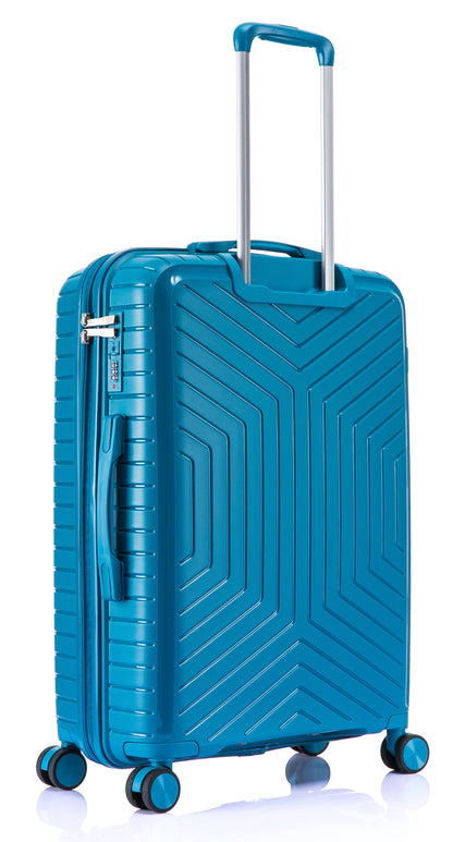 Suitcase Set – 3 Piece Lightweight Polypropylene Hard Shell Travel Luggage with 4 Wheels - PP20 - Blue