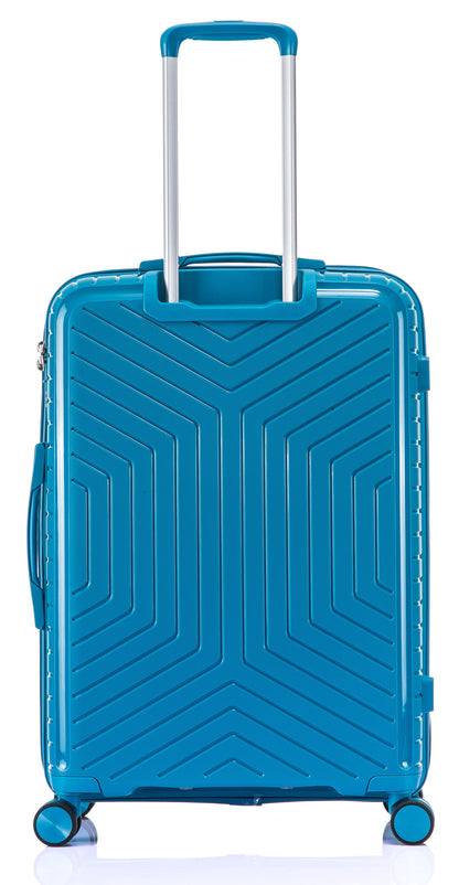 Suitcase Set – 3 Piece Lightweight Polypropylene Hard Shell Travel Luggage with 4 Wheels - PP20 - Blue