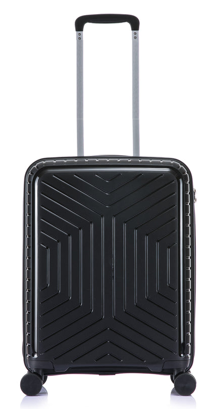 Suitcase Set – 3 Piece Lightweight Polypropylene Hard Shell Travel Luggage with 4 Wheels - PP20 - Black