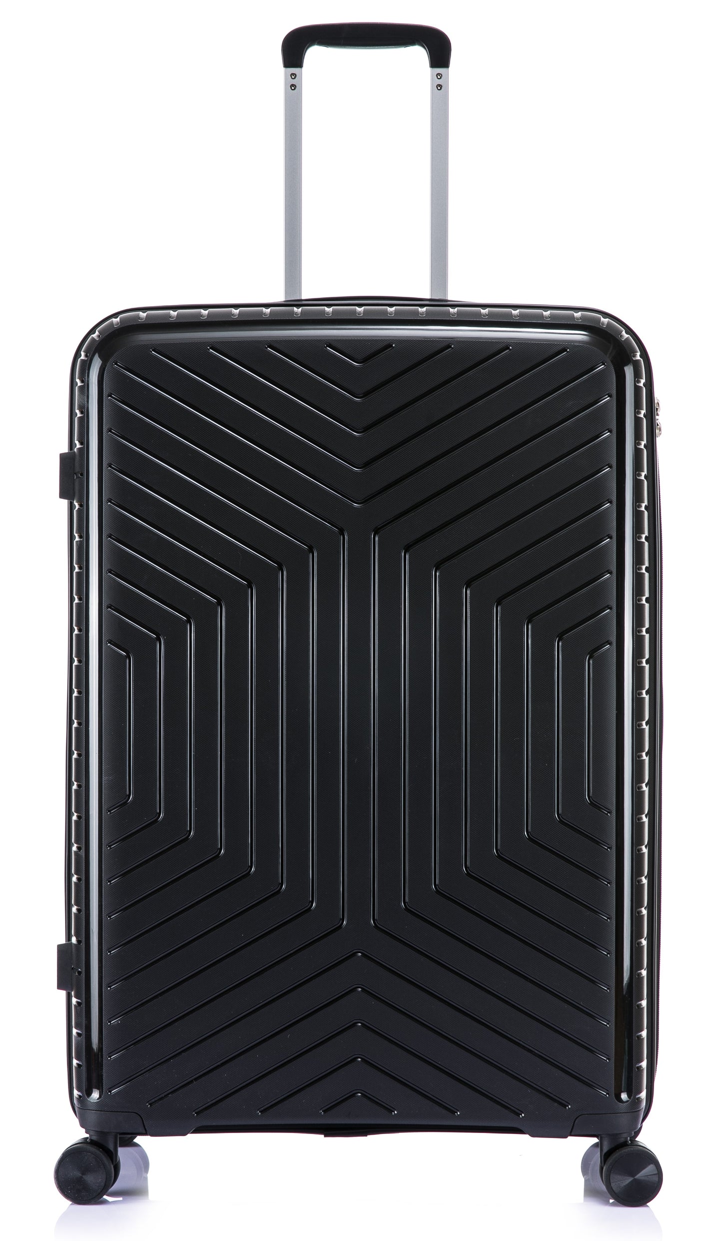 Suitcase Set – 3 Piece Lightweight Polypropylene Hard Shell Travel Luggage with 4 Wheels - PP20 - Black