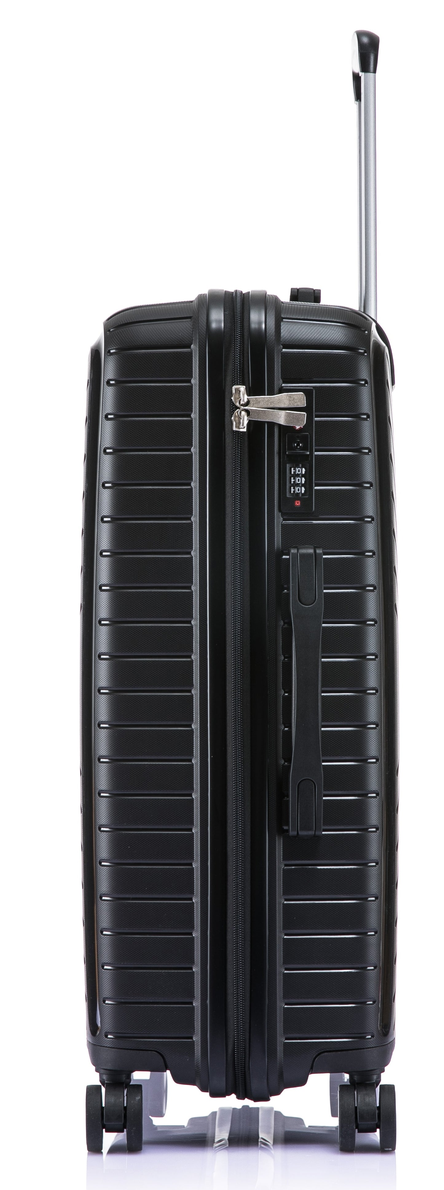 Suitcase Set – 3 Piece Lightweight Polypropylene Hard Shell Travel Luggage with 4 Wheels - PP20 - Black