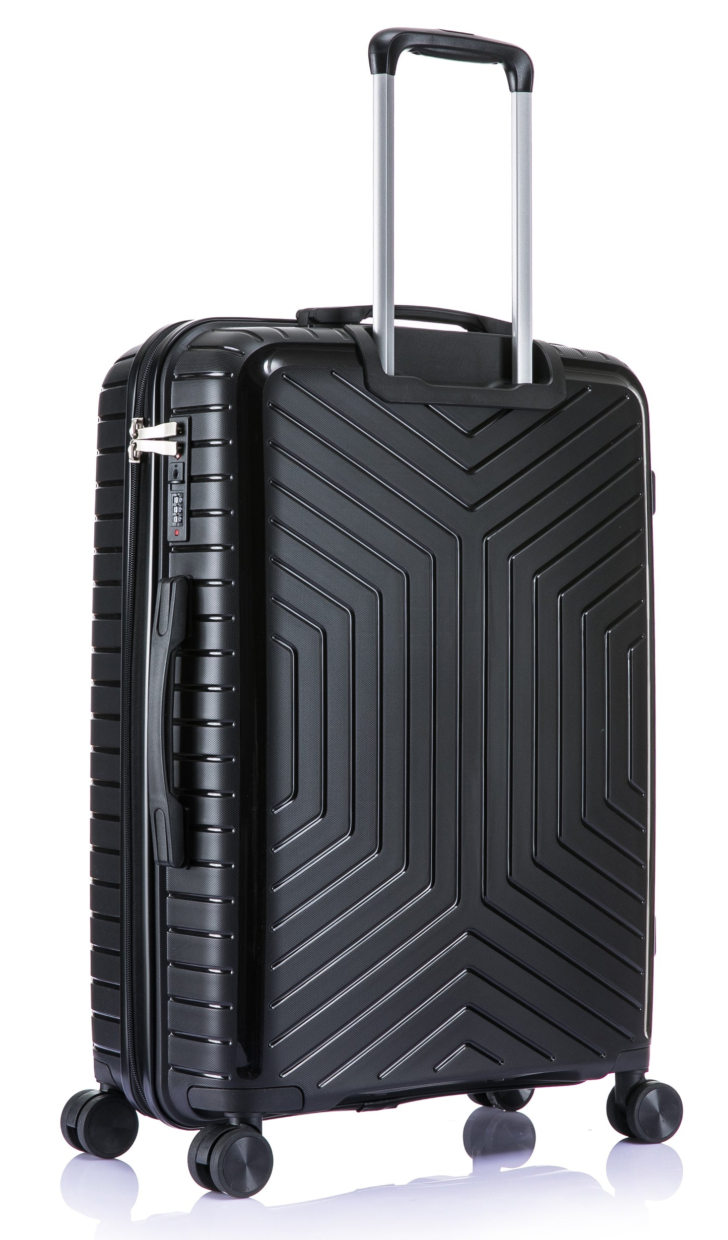 Suitcase Set – 3 Piece Lightweight Polypropylene Hard Shell Travel Luggage with 4 Wheels - PP20 - Black