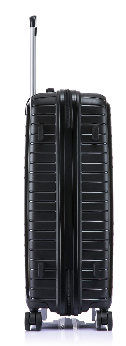 Suitcase Set – 3 Piece Lightweight Polypropylene Hard Shell Travel Luggage with 4 Wheels - PP20 - Black