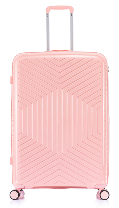 Suitcase Set – 3 Piece Lightweight Polypropylene Hard Shell Travel Luggage with 4 Wheels - PP20 - Light Pink