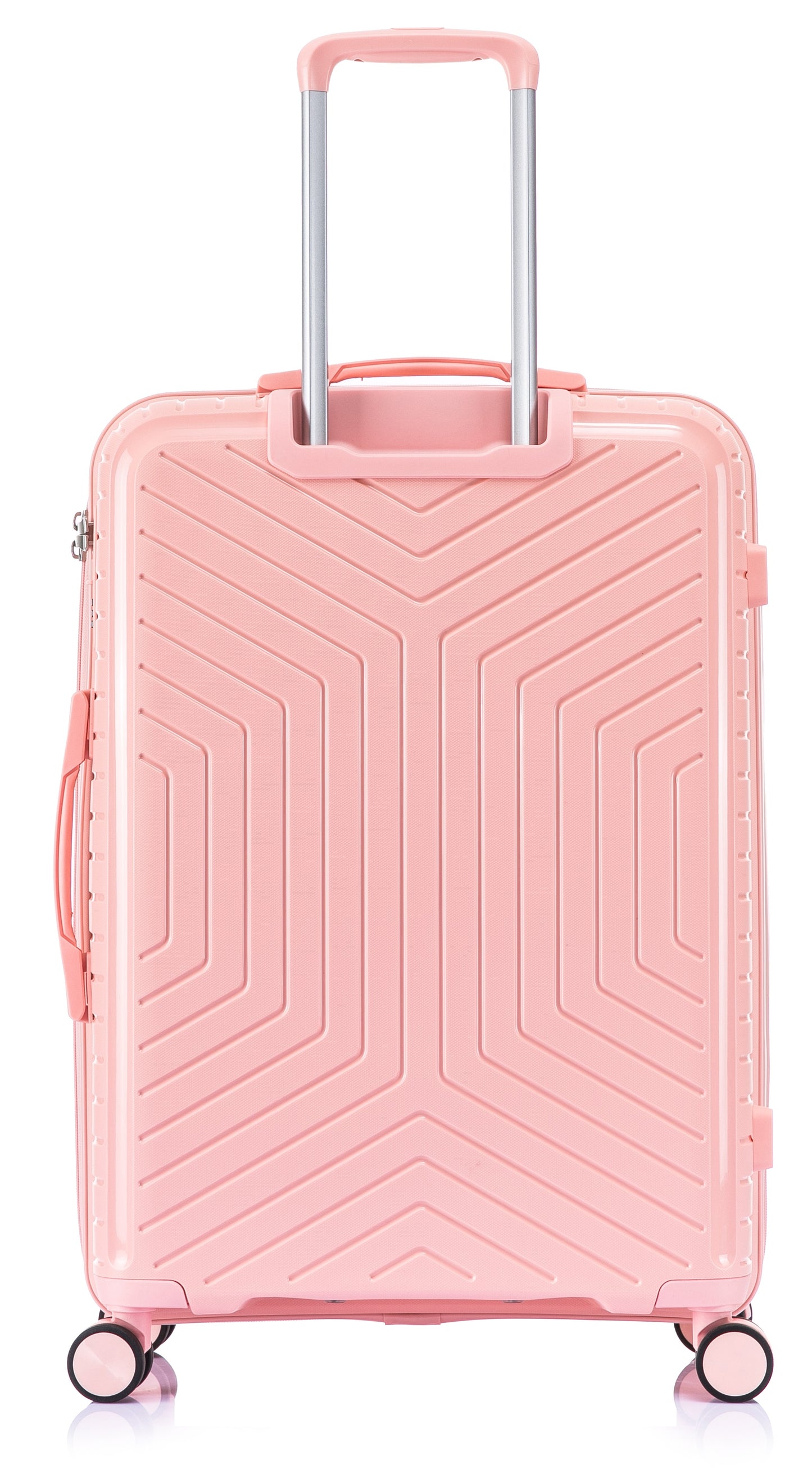 Suitcase Set – 3 Piece Lightweight Polypropylene Hard Shell Travel Luggage with 4 Wheels - PP20 - Light Pink