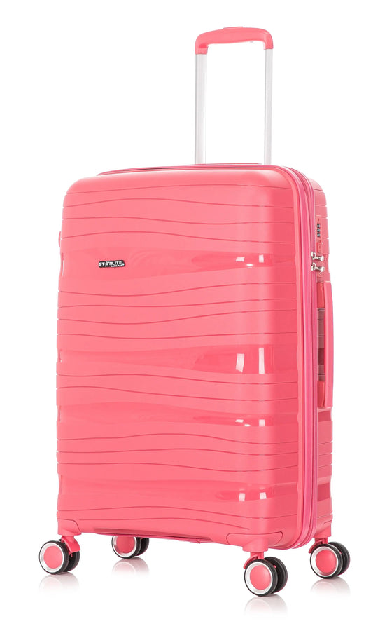 28" Large Polypropylene Hard Shell Suitcase PP801 - Pink Starlite Luggage