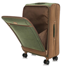 Load image into Gallery viewer, Set Of 3 Synthetic Suede SU81 Green-Tan 4 Wheel Suitcase