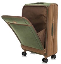 Load image into Gallery viewer, 20&quot; Cabin Synthetic Suede SU81 Green-Tan 4 Wheel Suitcase