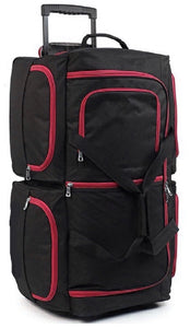 34" XL Wheeled Holdall Black with Red Trimming