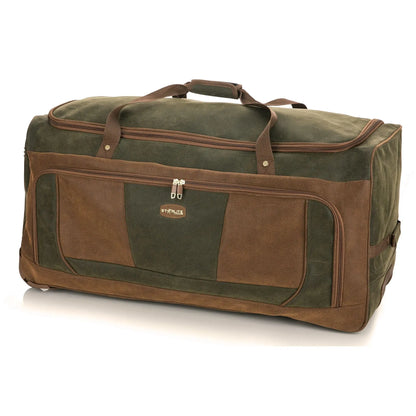 Olive/Green Suede Wheeled Holdall