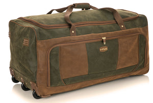 Olive/Green Suede Wheeled Holdall