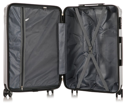 ABS101 silver hard shell suitcase open