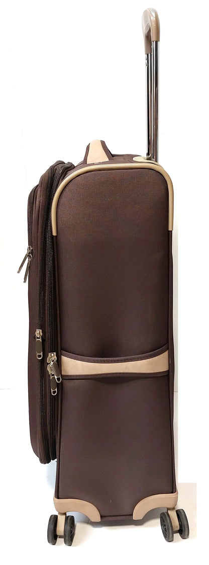 Set of 2 – Medium suitcase + Carryon 4-Wheel Lightweight Suitcases RL2001 Brown