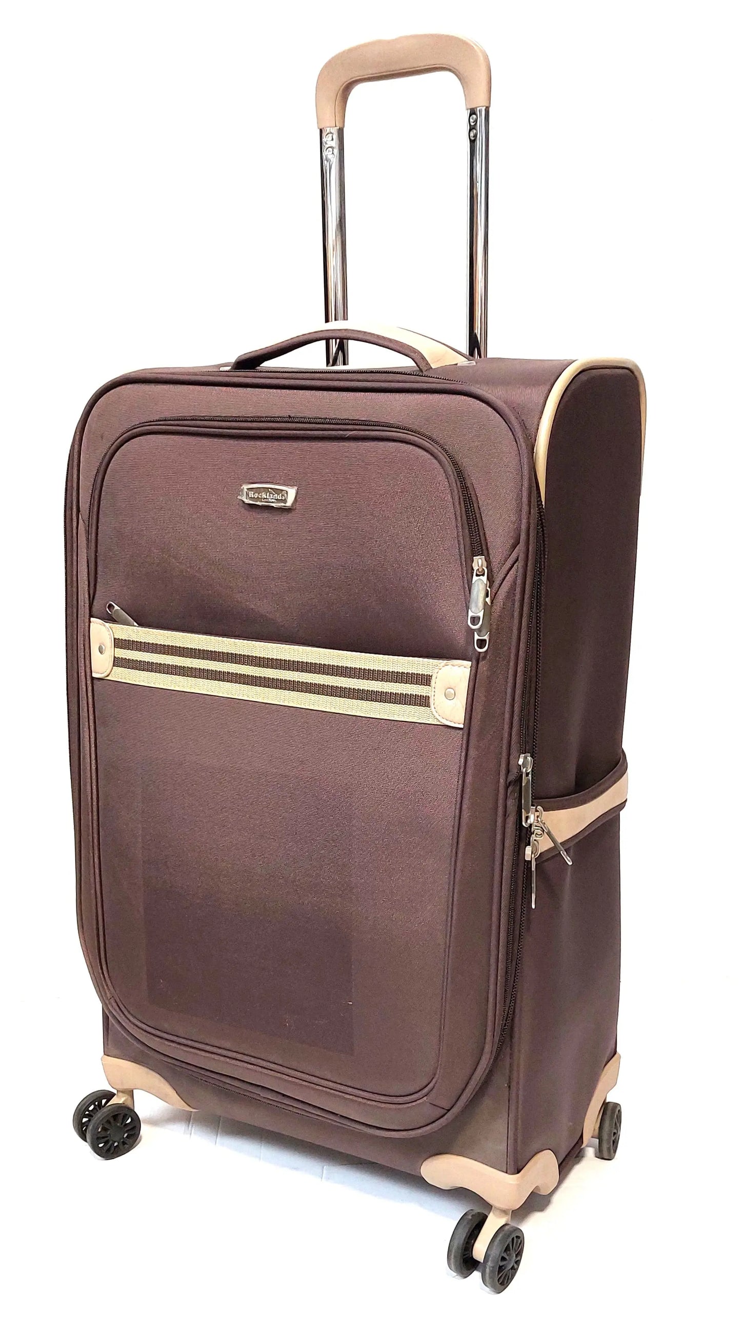 Set of 2 – Medium suitcase + Carryon 4-Wheel Lightweight Suitcases RL2001 Brown