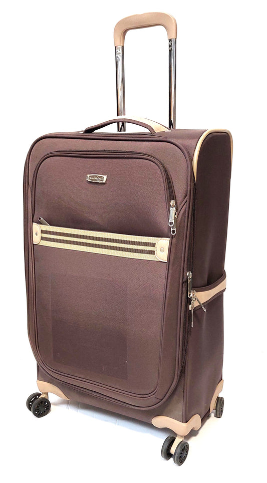 Set of 2 – Medium suitcase + Carryon 4-Wheel Lightweight Suitcases RL2001 Brown