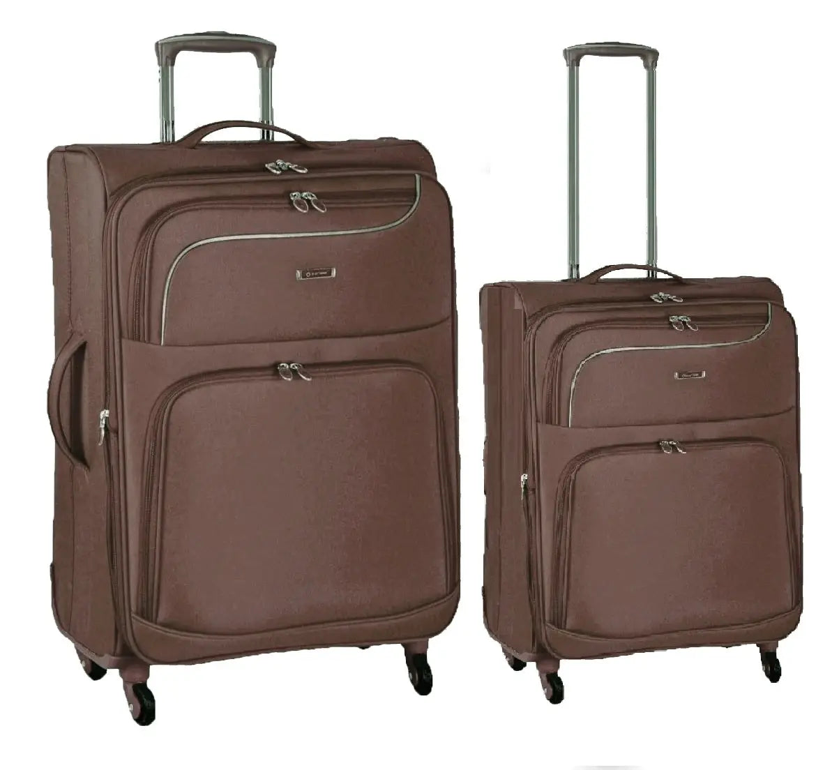 Set of 2 – Medium suitcase + Carryon 4-Wheel Lightweight Suitcases Brown 4W77