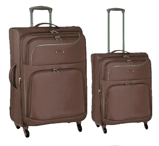 Set of 2 – Medium suitcase + Carryon 4-Wheel Lightweight Suitcases Brown 4W77