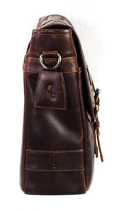 Brown Real Leather Men Messenger Bags + FREE MATCHING LEATHER WALLET
