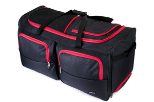 34" XL Wheeled Holdall Black with Red Trimming