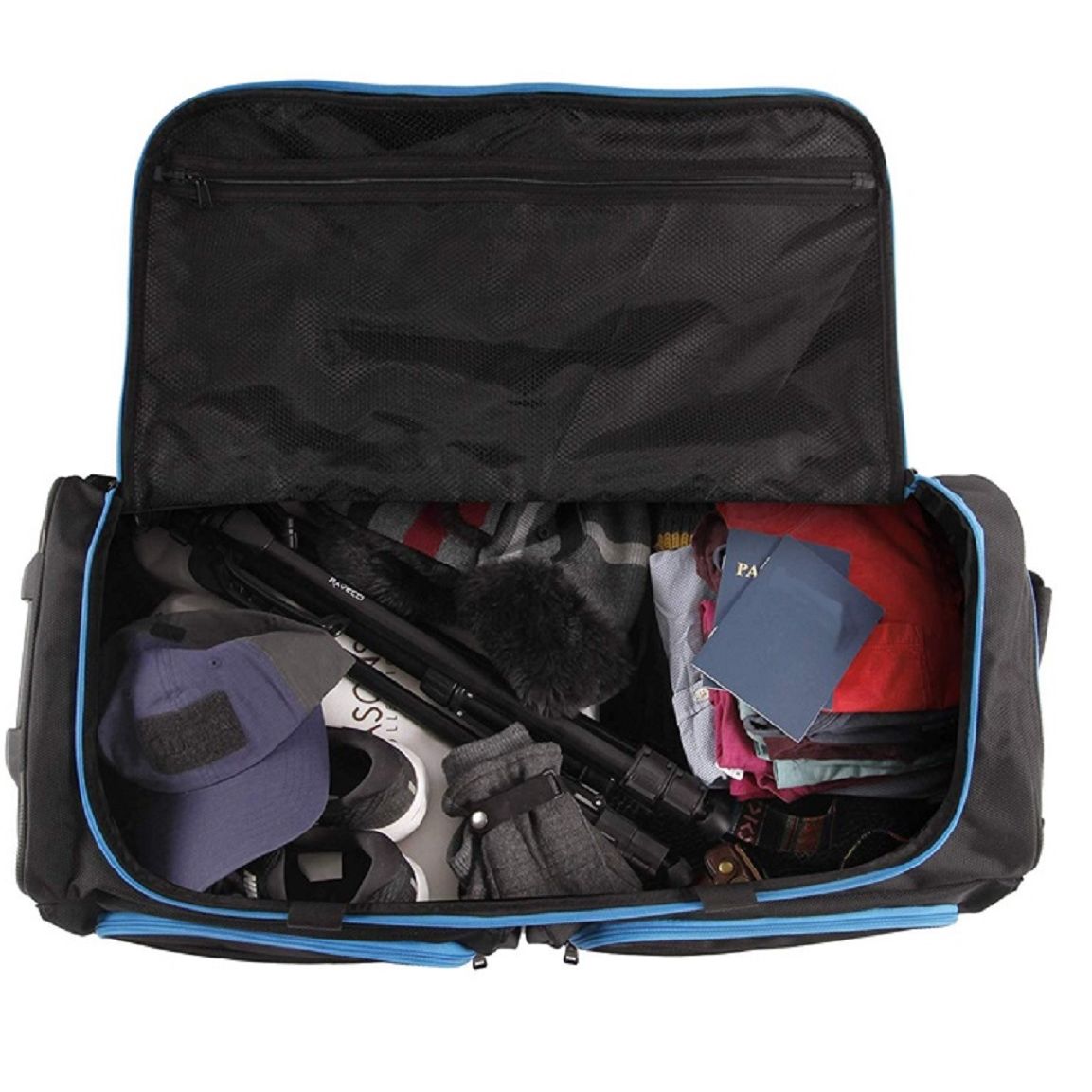 40" XXL Wheeled Holdall Black with Blue Trimming