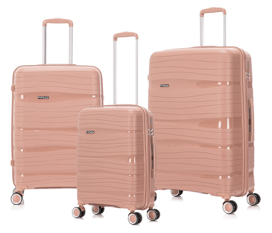 Set of 3 Polypropylene Hard Shell PP801 - Champagne Roses
