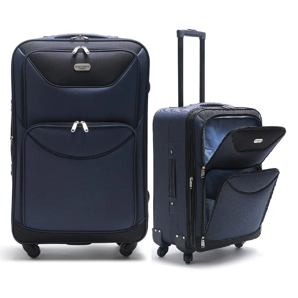 Set of 2 – Medium suitcase & Carryon 4-Wheel Lightweight Suitcases - Navy Starlite Luggage