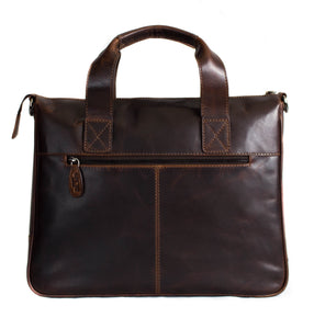 Brown Real Leather Men Laptop Bags + FREE MATCHING LEATHER WALLET