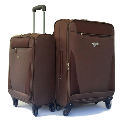 Set of 2 – Medium suitcase + Carryon 4-Wheel Lightweight Suitcases RL-501 Brown Starlite Luggage